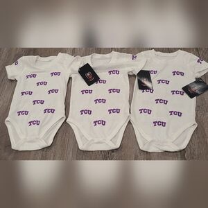 Set of 3 White TCU Onesies Size 12 Months